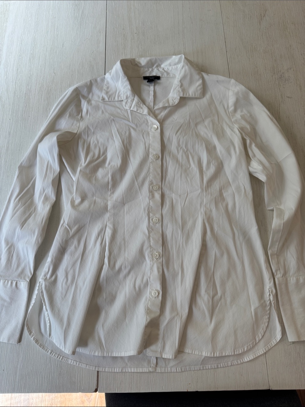 Ann Taylor Factory White Long-Sleeve Button Down Shirt